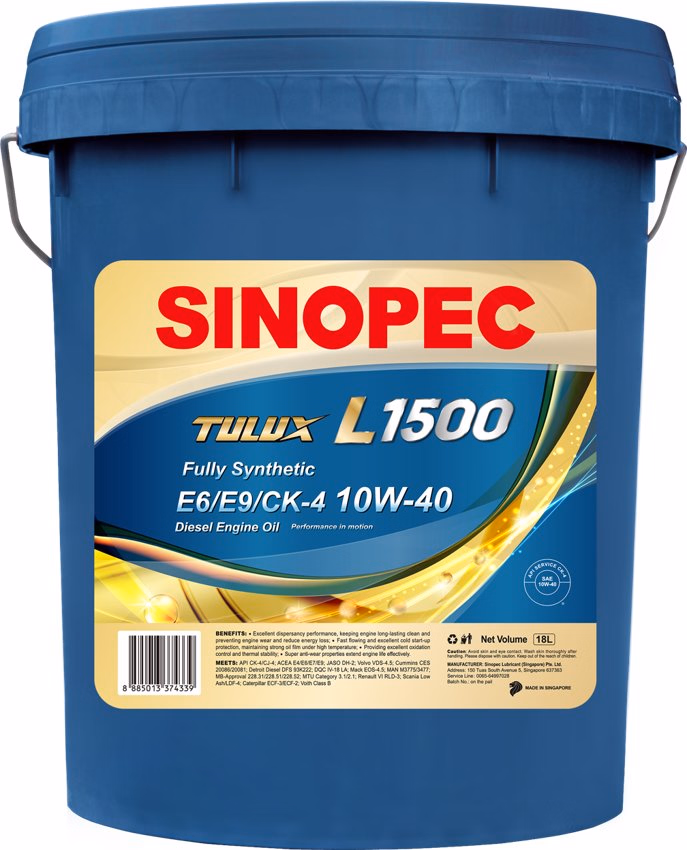 SINOPEC-TULUX-L1500-Fully-Synthetic-E6-E9-CK-4-10W-40-Diesel-Engine-Oil